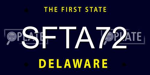 SFTA72 Delaware License Plate