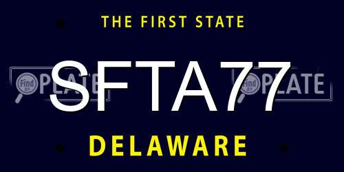 SFTA77 Delaware License Plate