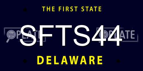 SFTS44 Delaware License Plate