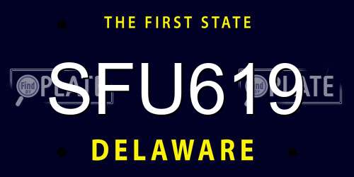 SFU619 Delaware License Plate