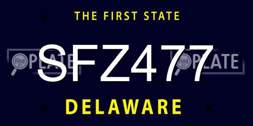 SFZ477 Delaware License Plate