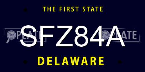 SFZ84A Delaware License Plate
