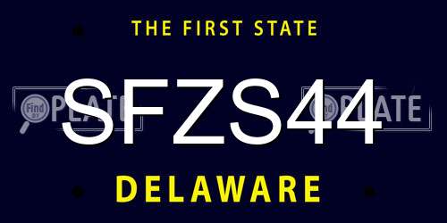 SFZS44 Delaware License Plate