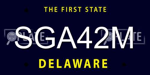 SGA42M Delaware License Plate