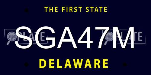 SGA47M Delaware License Plate
