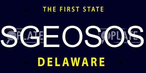 SGEOSOS Delaware License Plate