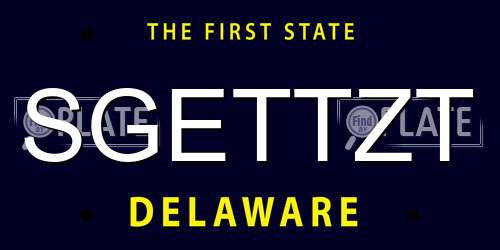 SGETTZT Delaware License Plate