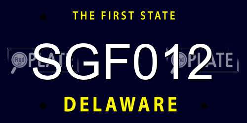 SGF012 Delaware License Plate
