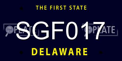 SGF017 Delaware License Plate