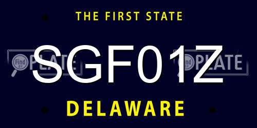 SGF01Z Delaware License Plate