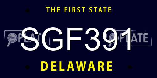 SGF391 Delaware License Plate