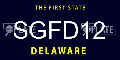 SGFD12 Delaware License Plate