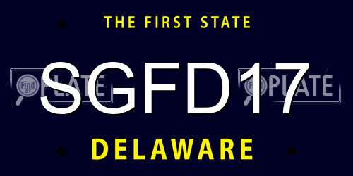 SGFD17 Delaware License Plate