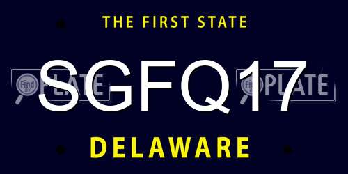 SGFQ17 Delaware License Plate