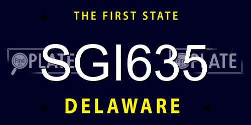 SGI635 Delaware License Plate