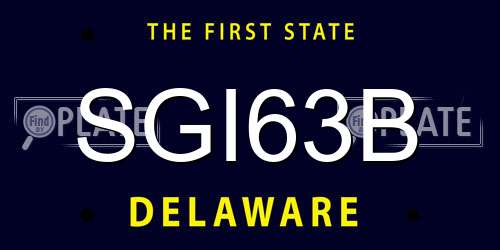 SGI63B Delaware License Plate