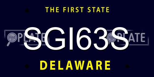 SGI63S Delaware License Plate