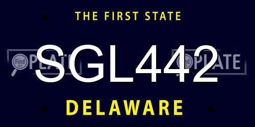 SGL442 Delaware License Plate