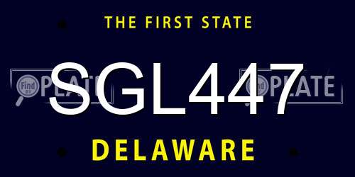 SGL447 Delaware License Plate