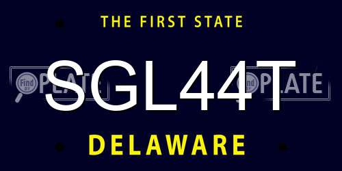SGL44T Delaware License Plate