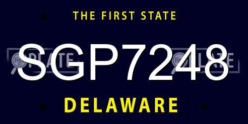 SGP7248 Delaware License Plate