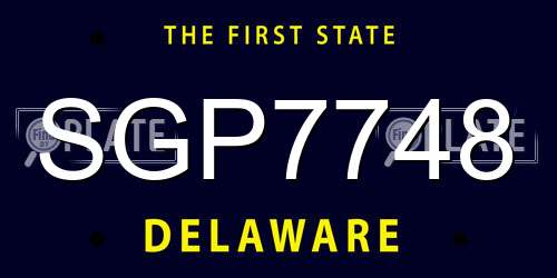 SGP7748 Delaware License Plate