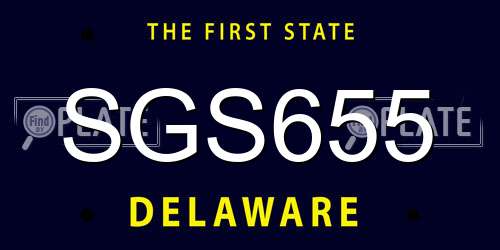 SGS655 Delaware License Plate
