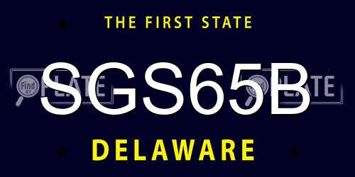SGS65B Delaware License Plate