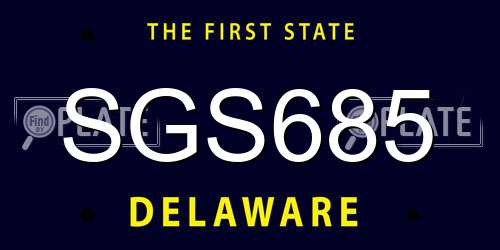 SGS685 Delaware License Plate