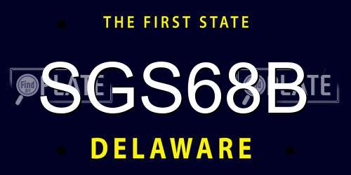 SGS68B Delaware License Plate