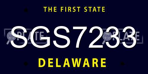 SGS7233 Delaware License Plate