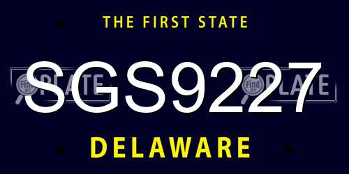 SGS9227 Delaware License Plate