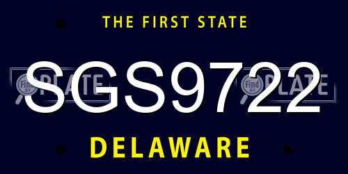 SGS9722 Delaware License Plate
