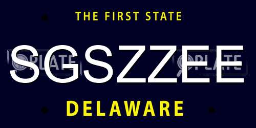 SGSZZEE Delaware License Plate