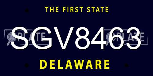 SGV8463 Delaware License Plate