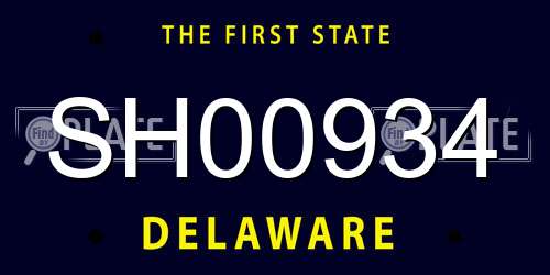 SH00934 Delaware License Plate
