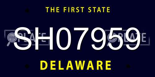 SH07959 Delaware License Plate