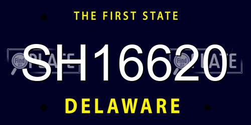 SH16620 Delaware License Plate