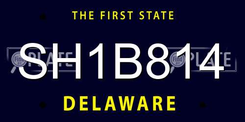 SH1B814 Delaware License Plate