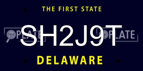 SH2J9T Delaware License Plate