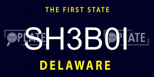 SH3B0I Delaware License Plate