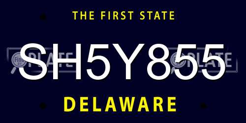 SH5Y855 Delaware License Plate