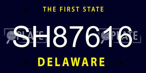 SH87616 Delaware License Plate