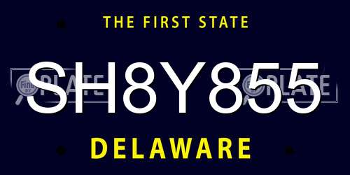 SH8Y855 Delaware License Plate