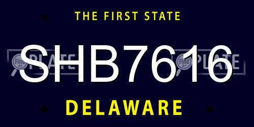 SHB7616 Delaware License Plate