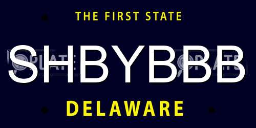 SHBYBBB Delaware License Plate