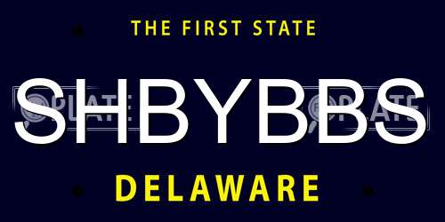SHBYBBS Delaware License Plate