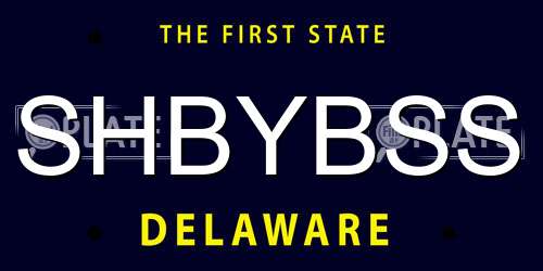SHBYBSS Delaware License Plate