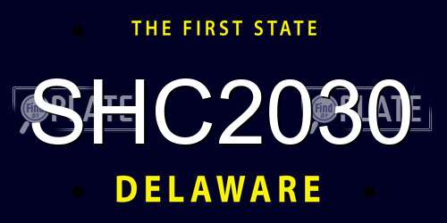 SHC2030 Delaware License Plate