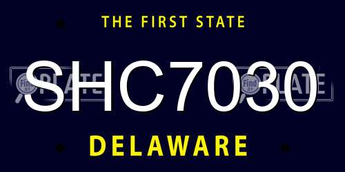 SHC7030 Delaware License Plate